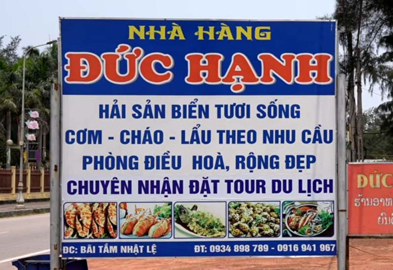 Nhà Hàng Đức Hạnh - Hải sản Tươi sống ở Bãi tắm Nhật Lệ, Đồng Hới